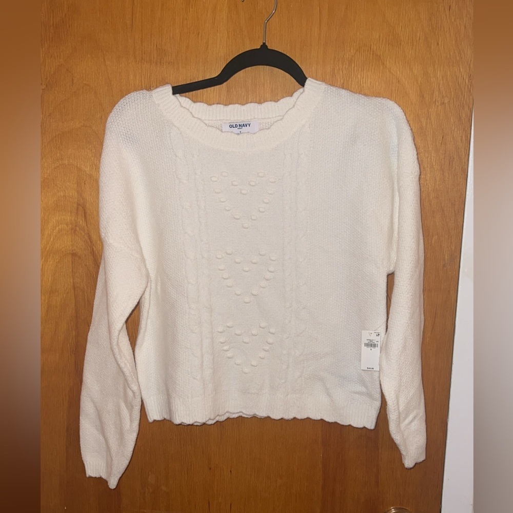 Old Navy SoSoft Bobble Heart Sweater Size S NWT Sea Salt Crew Neck Cozy - Picture 4 of 10